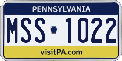 PA license plate MSS1022