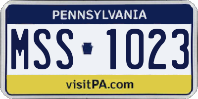 PA license plate MSS1023