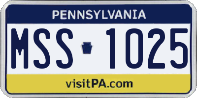 PA license plate MSS1025