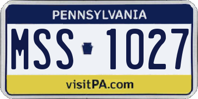 PA license plate MSS1027