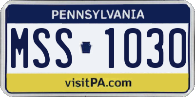 PA license plate MSS1030
