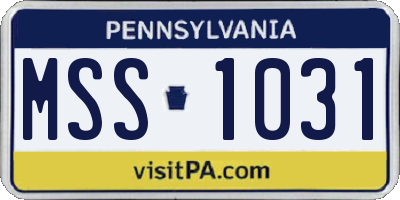 PA license plate MSS1031
