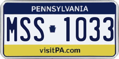 PA license plate MSS1033