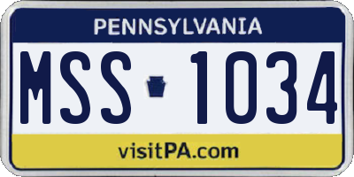 PA license plate MSS1034