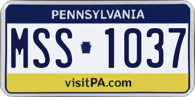 PA license plate MSS1037