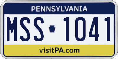 PA license plate MSS1041