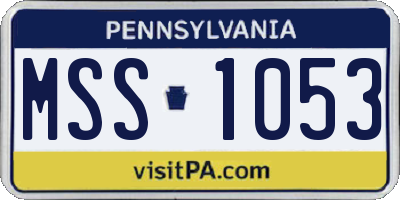 PA license plate MSS1053