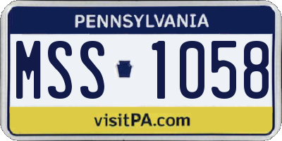 PA license plate MSS1058