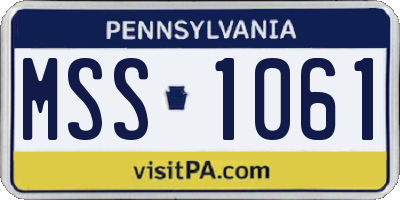 PA license plate MSS1061