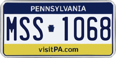 PA license plate MSS1068