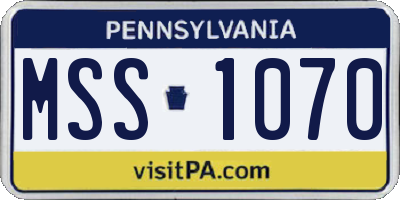 PA license plate MSS1070