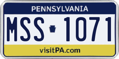 PA license plate MSS1071