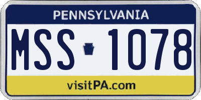 PA license plate MSS1078
