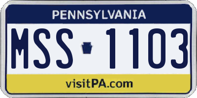 PA license plate MSS1103