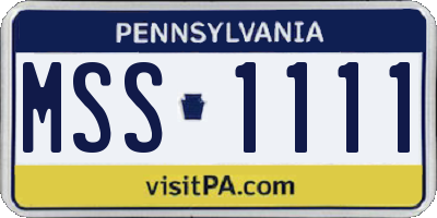 PA license plate MSS1111