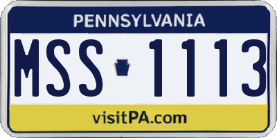 PA license plate MSS1113