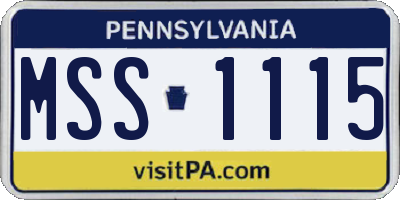 PA license plate MSS1115