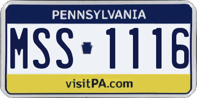 PA license plate MSS1116