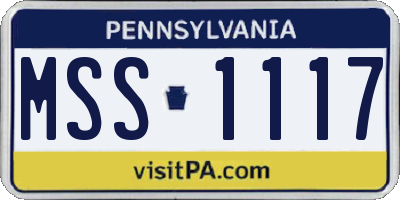 PA license plate MSS1117