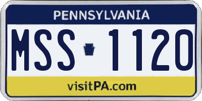 PA license plate MSS1120