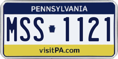 PA license plate MSS1121