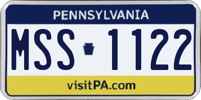 PA license plate MSS1122