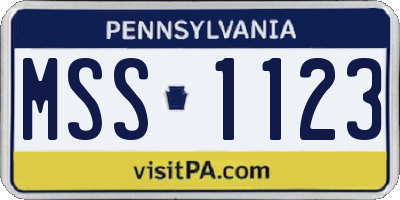 PA license plate MSS1123