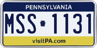 PA license plate MSS1131