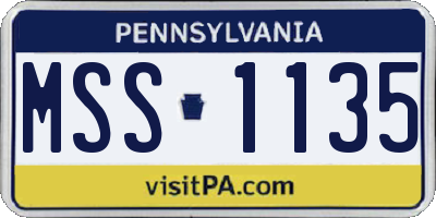 PA license plate MSS1135