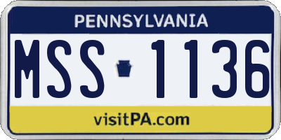 PA license plate MSS1136