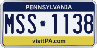 PA license plate MSS1138