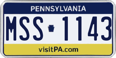 PA license plate MSS1143