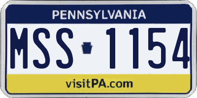 PA license plate MSS1154