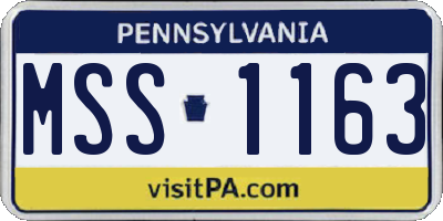 PA license plate MSS1163