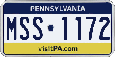 PA license plate MSS1172