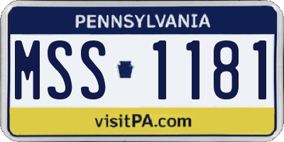 PA license plate MSS1181