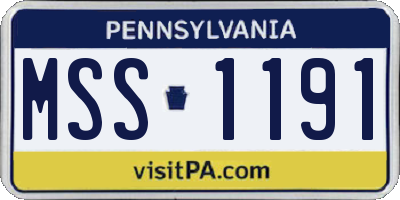 PA license plate MSS1191