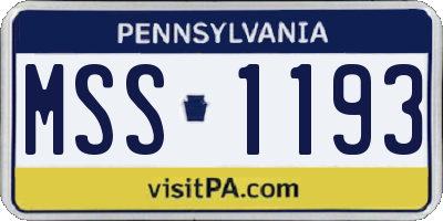 PA license plate MSS1193