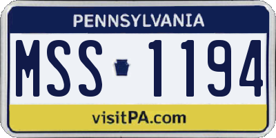 PA license plate MSS1194