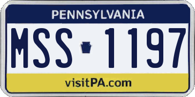 PA license plate MSS1197