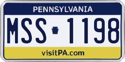 PA license plate MSS1198