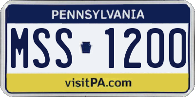 PA license plate MSS1200