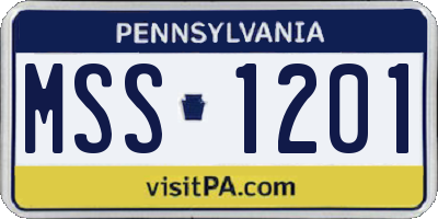 PA license plate MSS1201