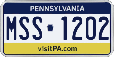 PA license plate MSS1202