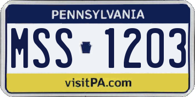 PA license plate MSS1203