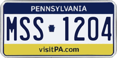PA license plate MSS1204