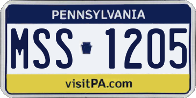 PA license plate MSS1205