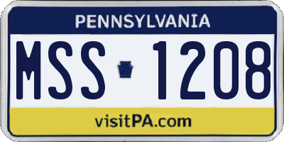 PA license plate MSS1208