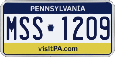 PA license plate MSS1209