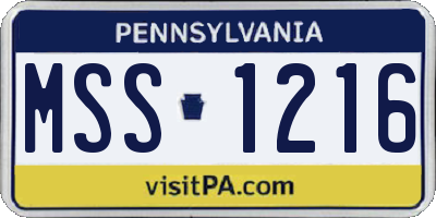 PA license plate MSS1216
